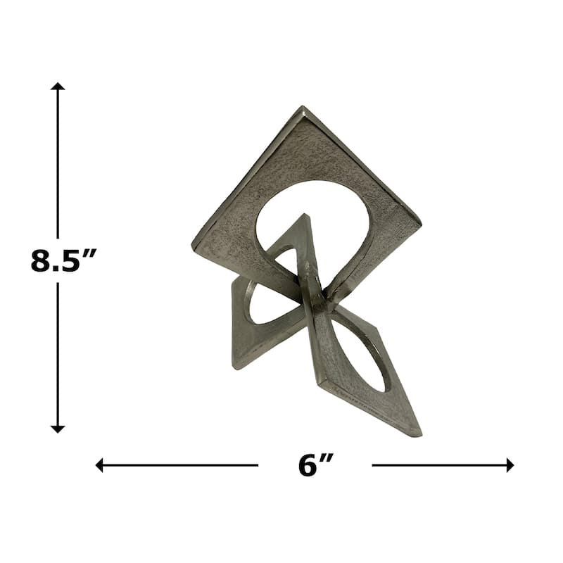 Decorative Handmade Aluminum 8.5 inch Square Sculpture - 6 x 7 x 8.5 in