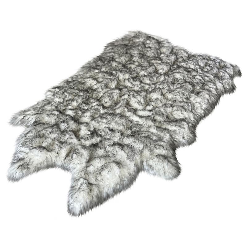Silver Orchid Luxurious Faux Bison Skin Shag Rug