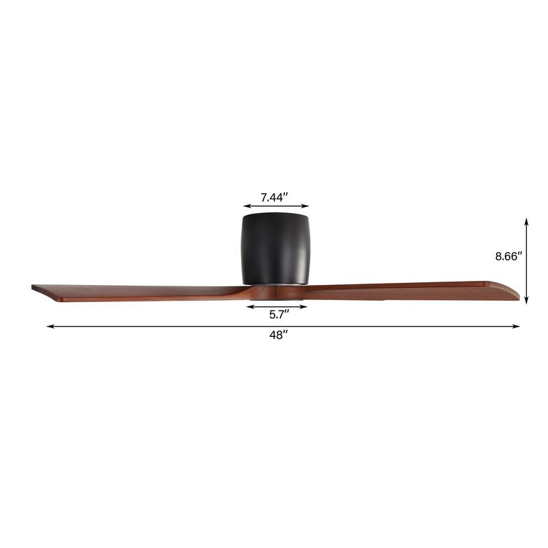 MLiAN 4 Soild Wood Blades Flush Mount Ceiling Fan Remote Control 6-Speed DC