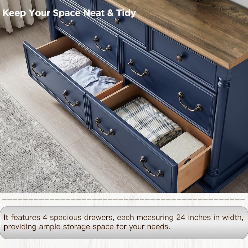 Farmhouse 7 Drawers Dresser, Vintage Chest of Drawers for Living Room