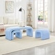 preview thumbnail 1 of 20, Set of 3 U-Shaped Modern Bench Teddy Ottoman Bench, Small Sofa Footrest Extra Seating, 44+18 Inch Bench Bench & Ottoman Light Blue