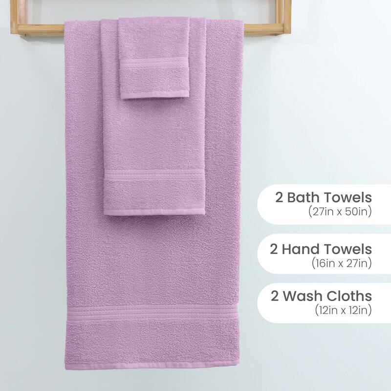 Superior Miami 100% Cotton 6-Piece Towel Set - Lightweight & Quick Drying