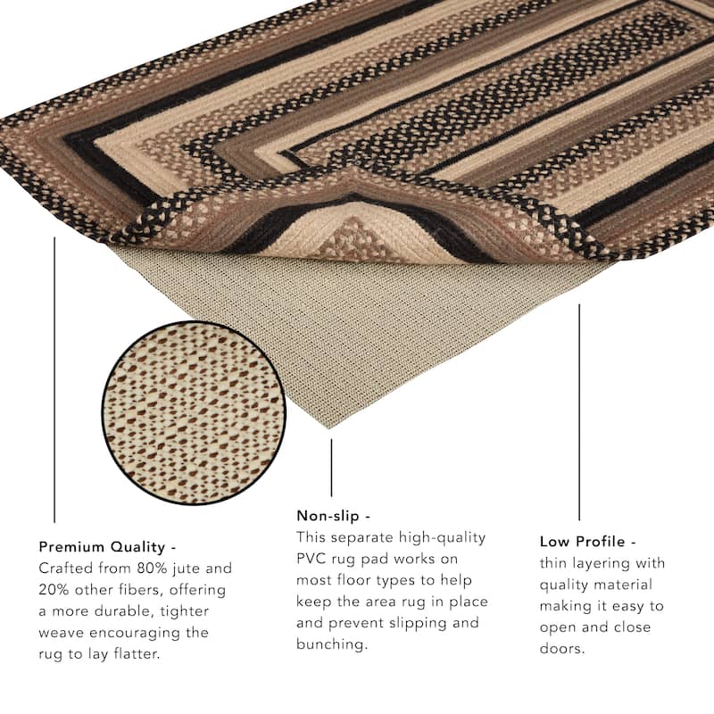 Cobblestone Jute Rug Rect w/ Pad 60x96 - 5' x 8' Rectangle