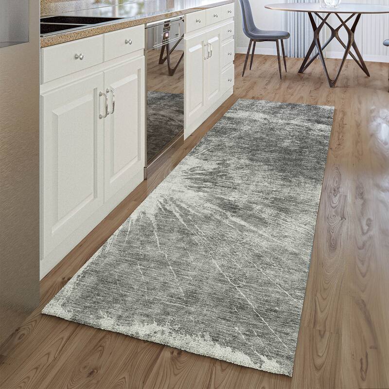 Premium Washable Super Soft Abstract Woodgrain Mayfield Rug - Gray - 2' 3" x 7' 6" - Runner