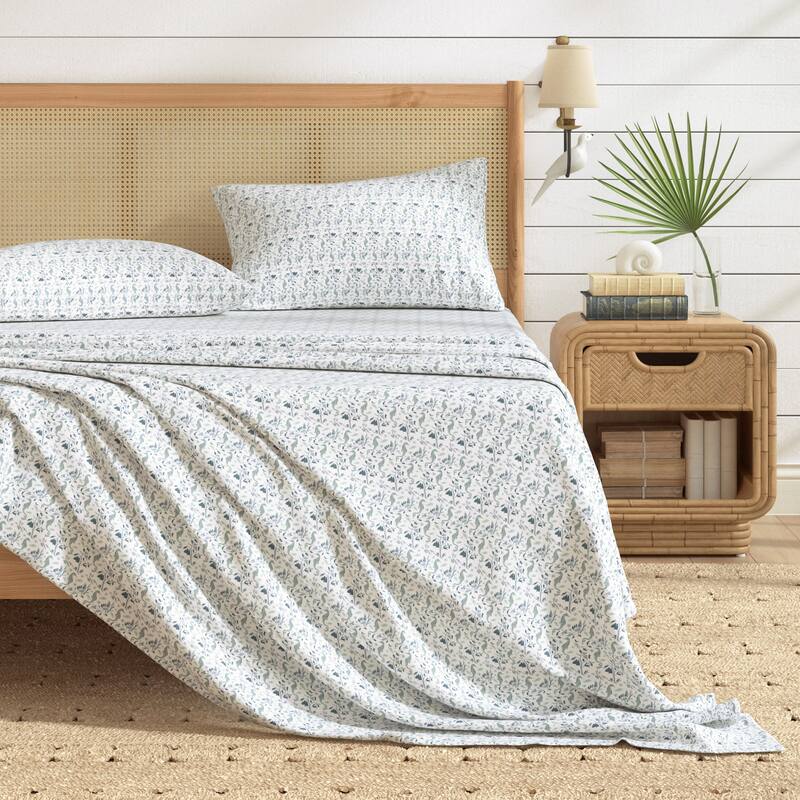 Patina Vie Maison Brushed Microfiber Charming Coastal Sheet Set - Full - Seahorse - Blue
