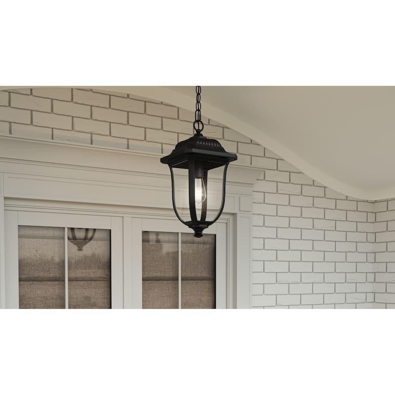 Mulberry 1-Light Matte Black Outdoor Hanging Lantern