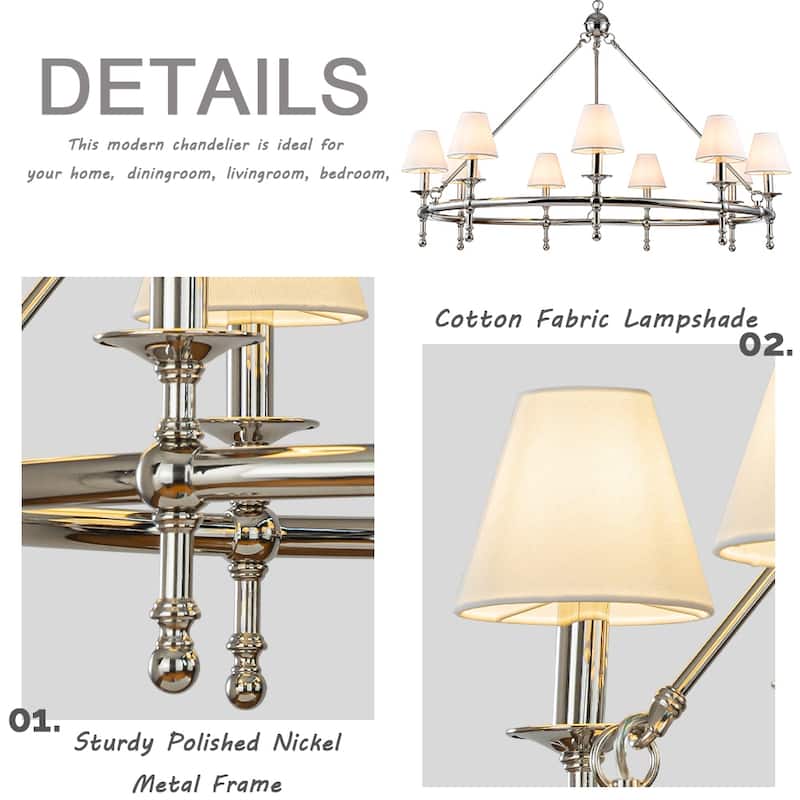 6-Light Classic Chandelier Pendant Fixture with White Shades for Elegant Interior Lighting