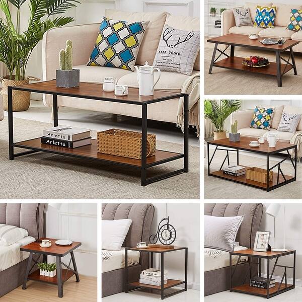 Shop Vecelo Modern Rustic Natural Fir Coffee Table Sofa Table