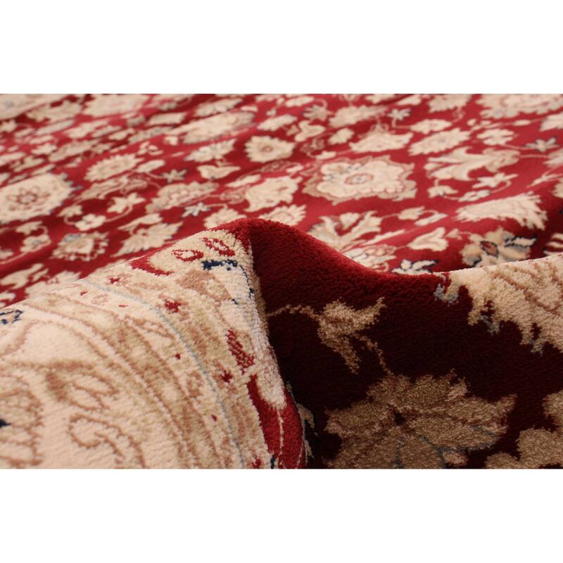 ECARPETGALLERY Machine Woven Lotus Mod Red Polypropylene Rug - 5'3 x 7'8