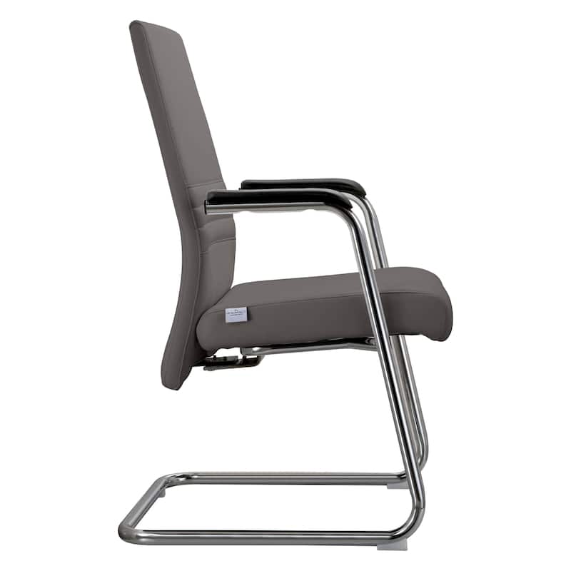 LeisureMod Aleen Office Chair with Upholstered Seat and Metal Armrest