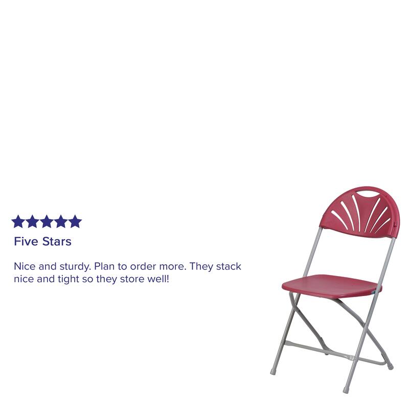 8 Pack 650 lb. Capacity Plastic Fan Back Folding Chair