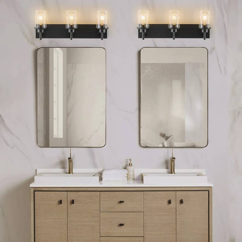Starsky 3-Lights 23.62in. Modern Bathroom Vanity Light with Glass Shade