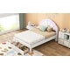 preview thumbnail 5 of 10, Kids Full Bed Frame Upholstered Platform Bed with LED Seashell Shaped Headboard and 2 Drawers, No Box Spring Needed, White