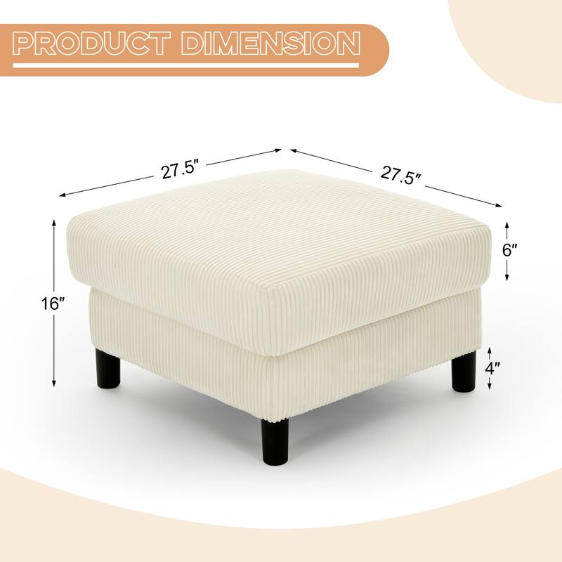 116.5" Corduroy U-Shaped Modular Sectional Sofa with 2 Movable Ottomans