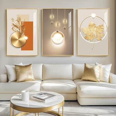 Wall Art,Golden Prints Pictures with Gold Frame
