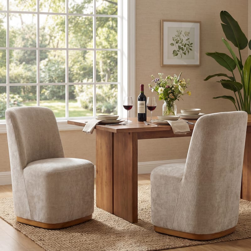 Christopher Knight Home - Modern Upholstered Rubber Wood Dining Chairs with High Back - Set of 2 - Oatmeal