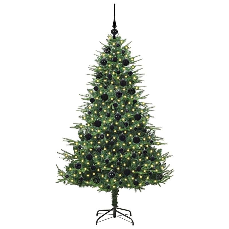 vidaXL Artificial Christmas Tree LED&Ball Set&Flocked Snow Decoration PVC&PE