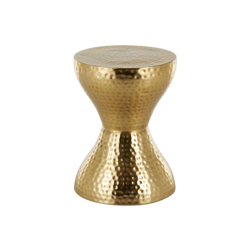 Metal Hammered Accent Table with Hourglass Shape - Silver, Gold or Bronze - Roche River Decor