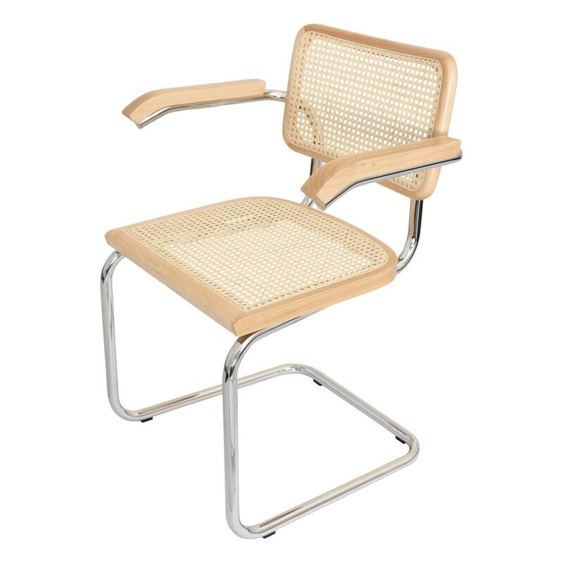 Breuer Chair Company Marcel Breuer Cesca Cane Cantilever Armchair Arm Chair w/ Chrome Steel Frame (Various Wood & Cane Colors)