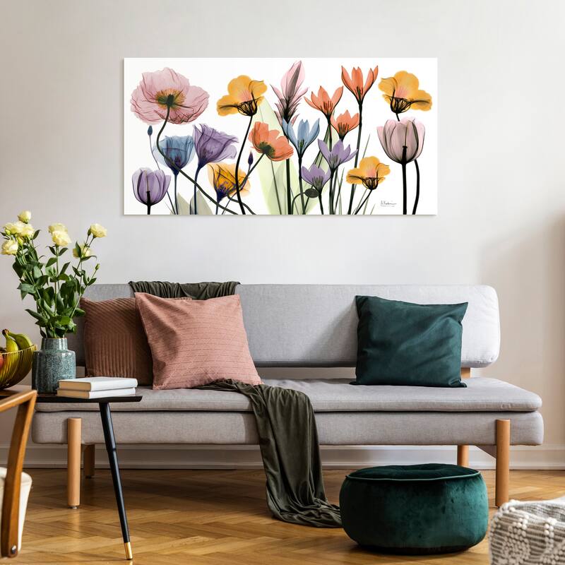 "Flowerscape Portrait" Frameless Free Floating Tempered Glass Panel Graphic Wall Art
