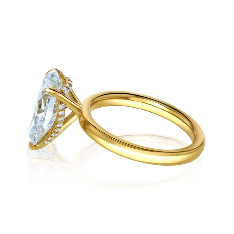 Kobelli 4.13 Carats Diamond 14k Solid Gold Pear Brilliant Drape Halo Engagement Ring (EF/VS, Certified)