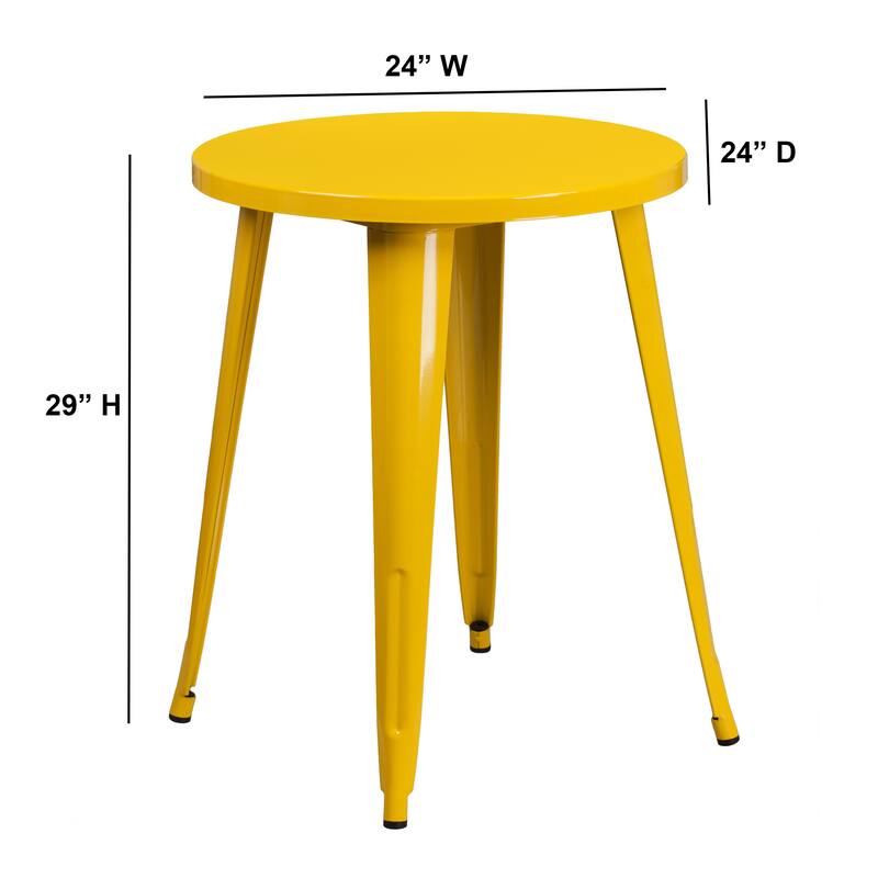 Steel Round Indoor/ Outdoor Table - 24"W x 24"D x 29"H