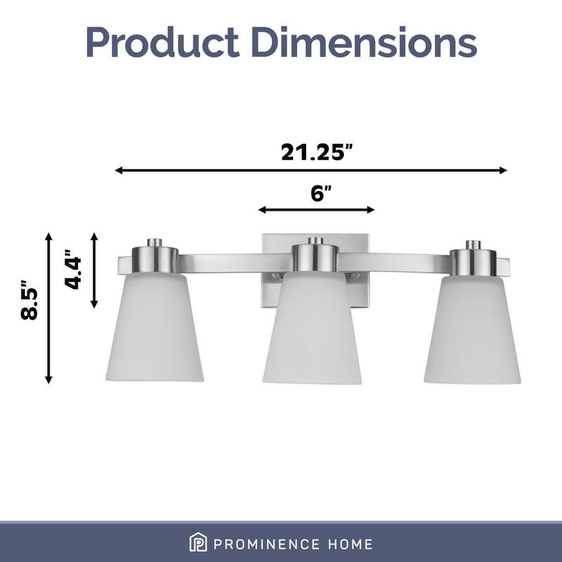 Prominence Home Fairendale Traditional Farmhouse Bathroom Vanity Light, Brushed Nickel - Brushed Nickel