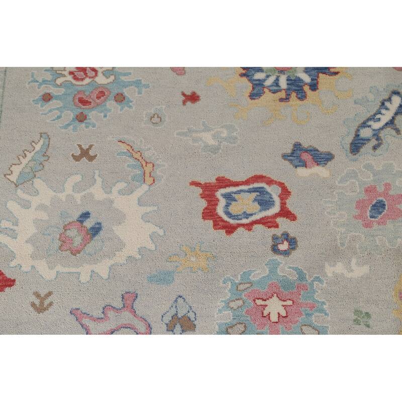 All-Over Oushak Oriental Area Rug Hand-Knotted Wool Carpet - 9'0" x 11'8"