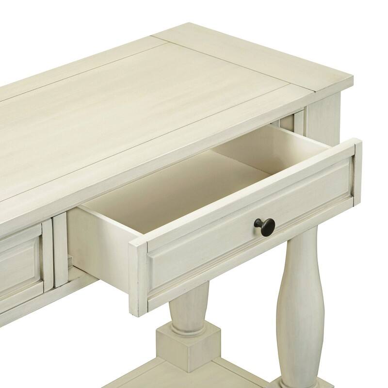 63"Long Console Table with 3 Drawers and Shelf for Entryway and Living Room in Mediterranean Design