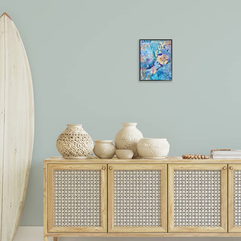 Stupell Coral & Sea Life Collage Framed Giclee Art Design By Amy Tieman