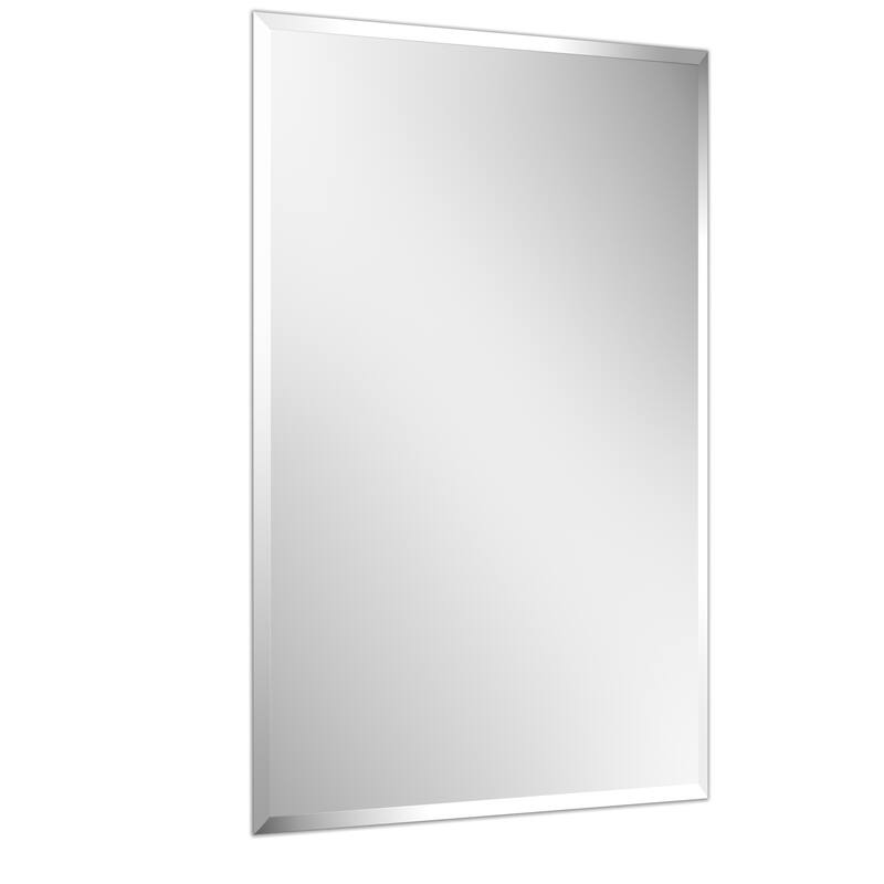 Frameless Bathroom Mirror Wall Mounted Modern Stylish Design with Contemporary Bevelled Edges