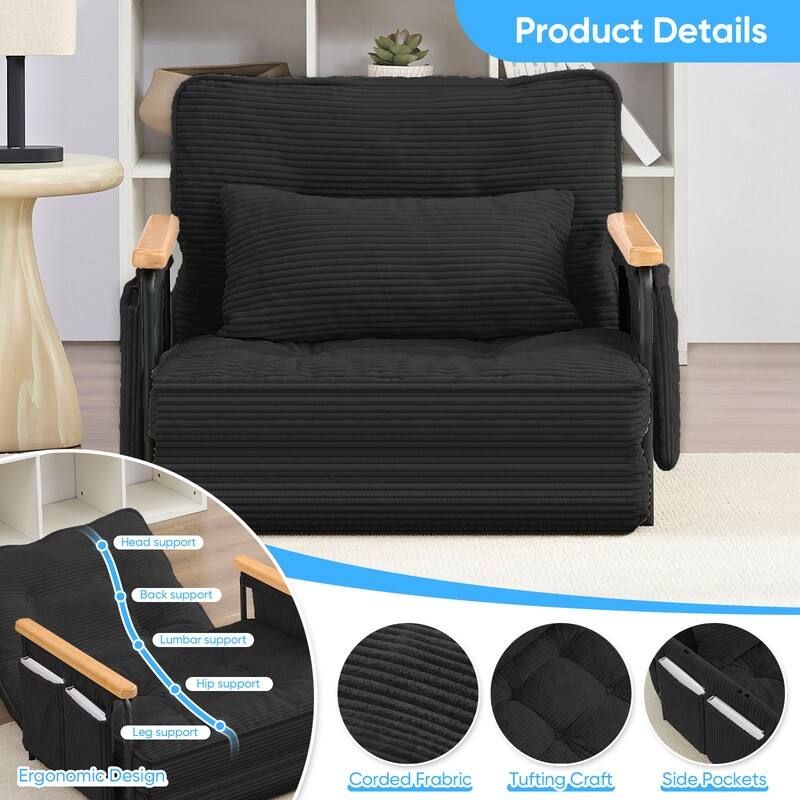 Mixoy Muti-Functional Folding Floor Sofa Bed,3-Seater,2-Seater,1-Seater Lazy Futon Sofa with 6 Position Adjustable Backrest