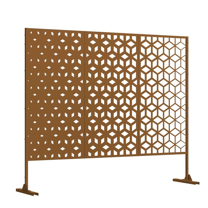 Metal Privacy Screen Wall Decoration Free Standing-6.3 ft. H X 4 ft. W