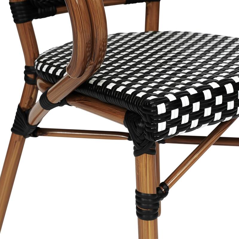 All-Weather Commercial Paris Chair with Bamboo Print Metal Frame