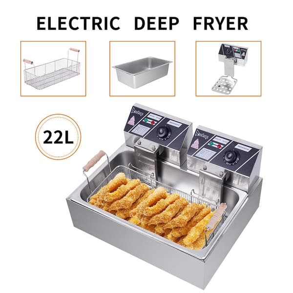 ZOKOP 12L Stainless Steel Electric Fryer, Professional Double Tank Deep  Fryer With Basket For Home and Commercial