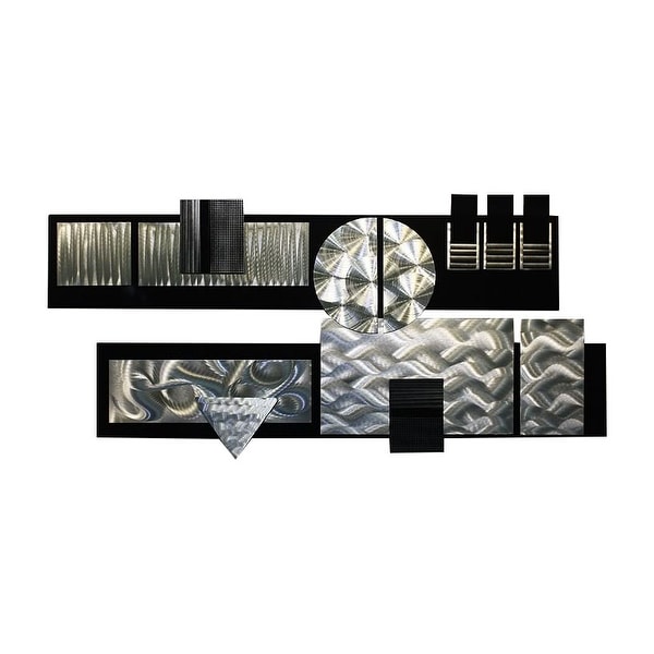 Statements2000 Huge Black / Silver Abstract Metal Wall Art Sculpture by Jon Allen - Winter Storm II