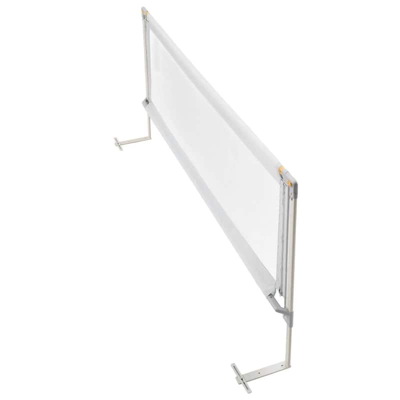 Grey Steel Oxford Fabric Kids Bed Rails with Mesh Adjustable Height for Everyday Use
