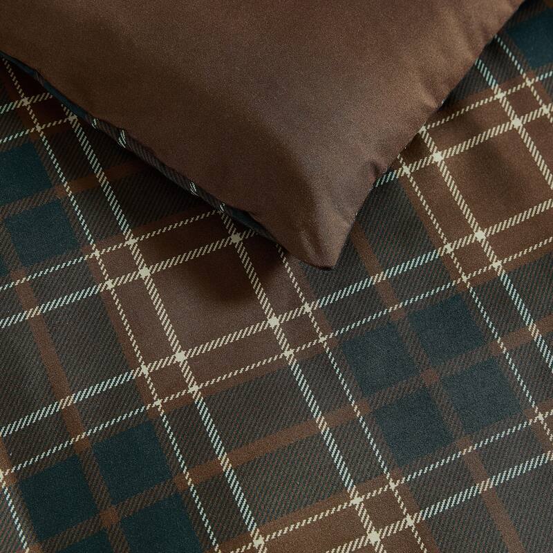 Eddie Bauer Huntley Plaid Reversible Brown Comforter Set