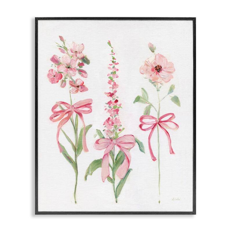 Stupell Pink Cottage Floral Sprigs Framed Giclee Art Design By Sally Swatland - 24 x 30 - Black