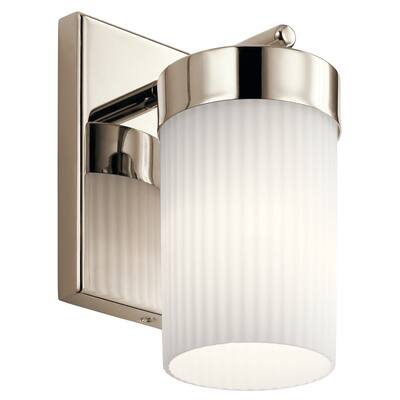 Kichler Ciona 9 inch 1 Light Wall Sconce with Round Ribbed Glass in Polished Nickel