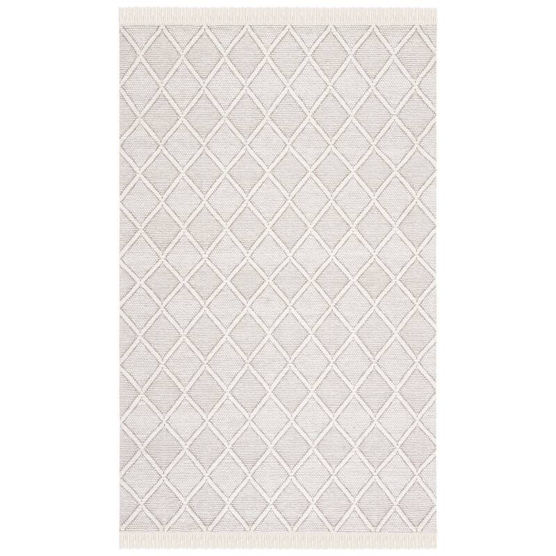 SAFAVIEH Handmade Natura Mirbana Wool Fringe Rug - 6' Square - Ivory/Brown