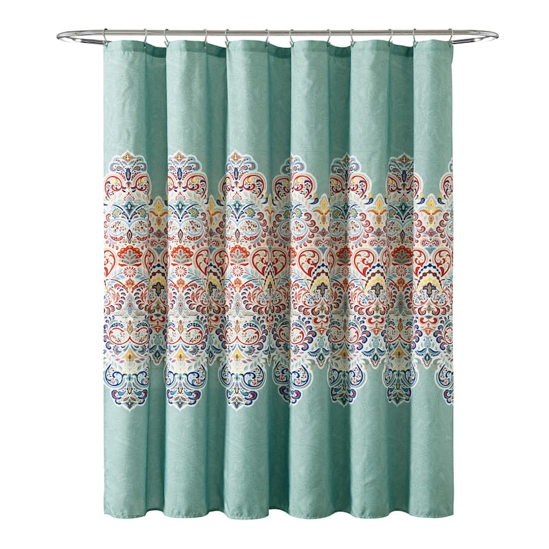 Lush Decor Boho Chic Shower Curtain with Peva Lining and Rings Set