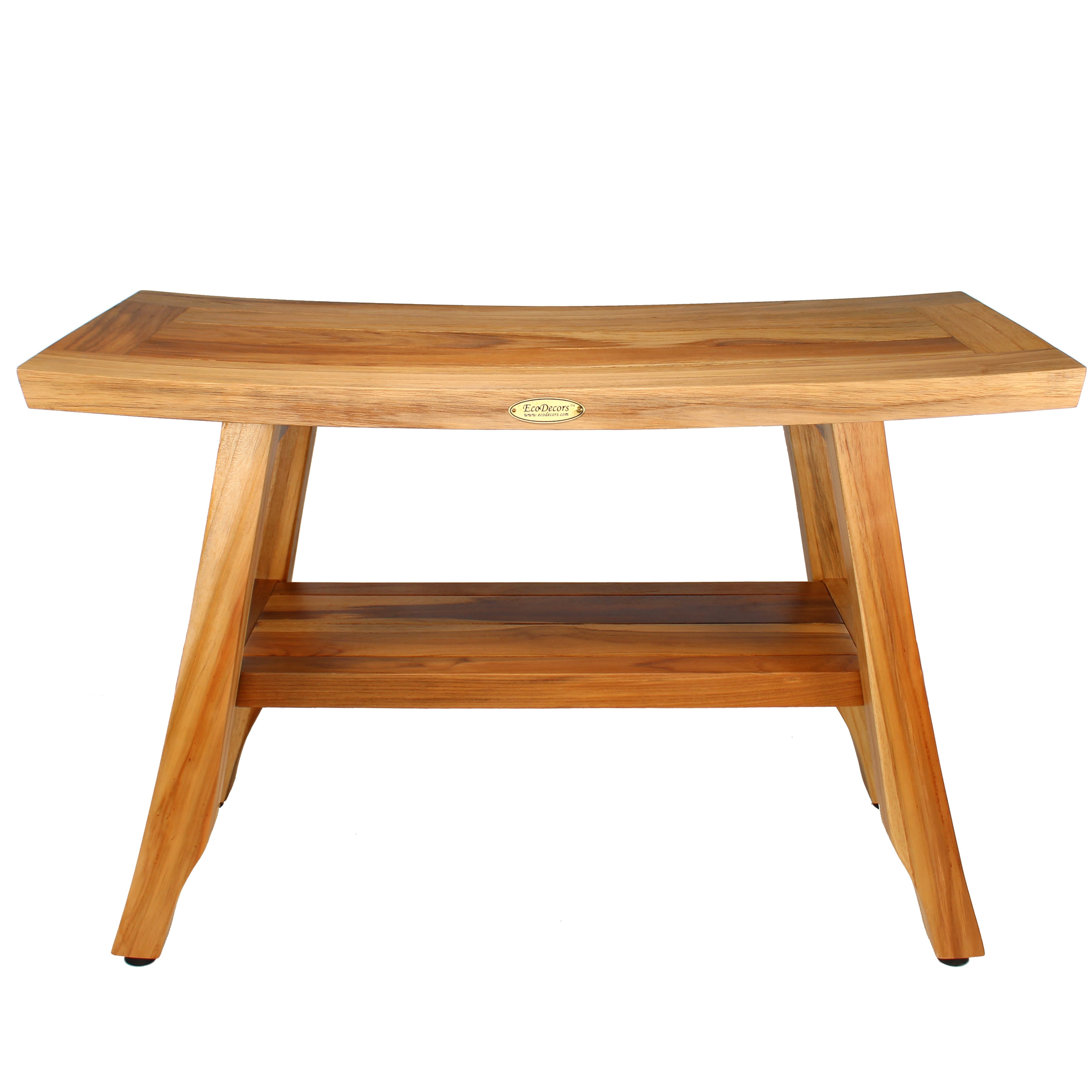 EcoDecors Satori EarthyTeak 28" Teak Wood Shower Bench with Shelf