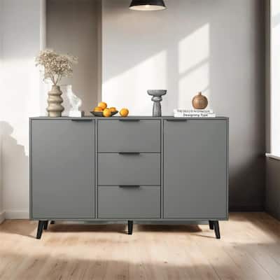 47.2" Wood Sideboard Buffet Cabinet with 3 Drawers & 2 Doors