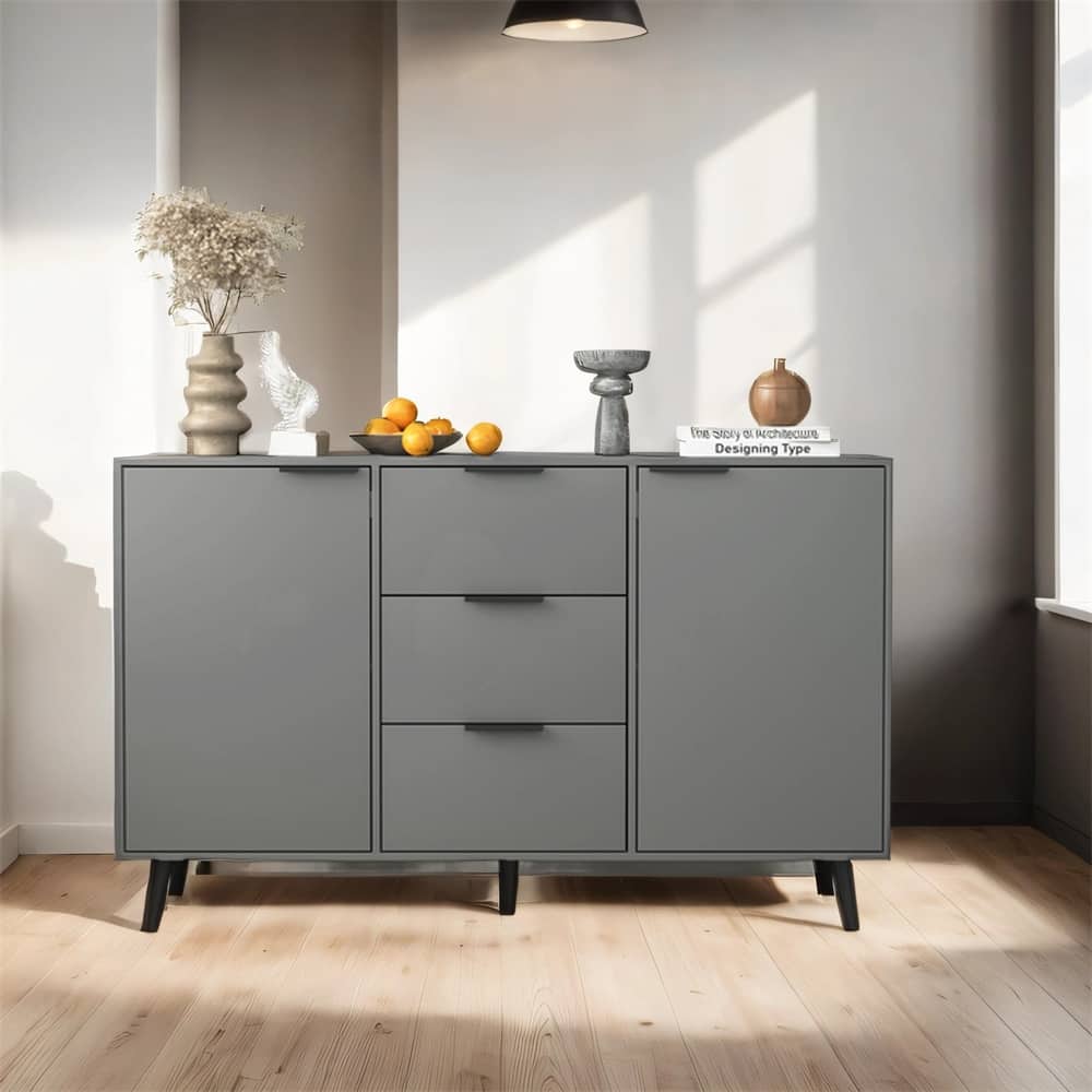 47.2" Wood Sideboard Buffet Cabinet with 3 Drawers & 2 Doors