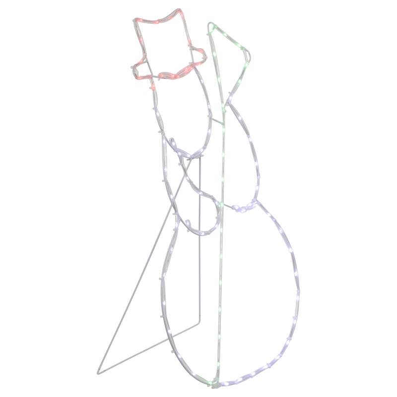 28" Lighted Standing Snowman Silhouette Outdoor Christmas Decoration - White
