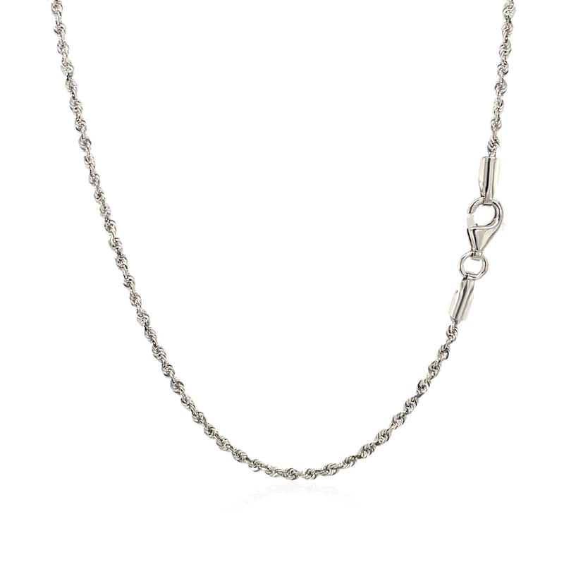 MayaMila 10k White Gold Solid Diamond Cut Rope Chain 1.5mm