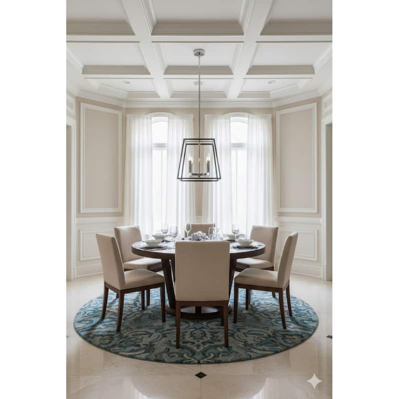 4 Light Black and Chrome Metal Pendant - Black And Chrome