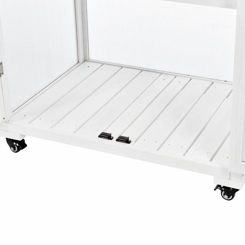 62-Inch Wood Greenhouse with Wheels and Adjustable Shelves