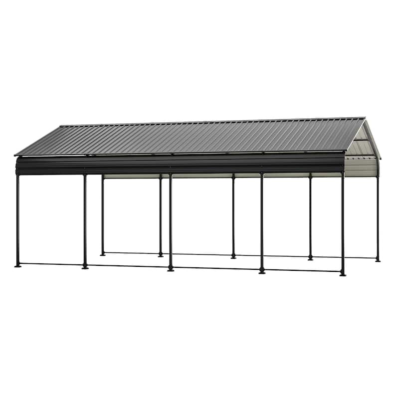 GDFStudio - Oliver Heavy Duty Outdoor Metal Carport with Waterproof Tarpaulin and Reinforced Base